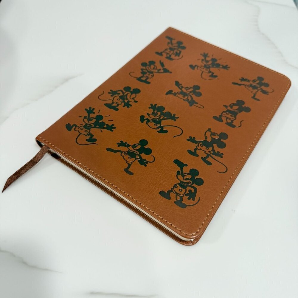 Disney Mickey Mouse Faux Leather Journal Notebook 12 Embossed Poses 8"x6" New